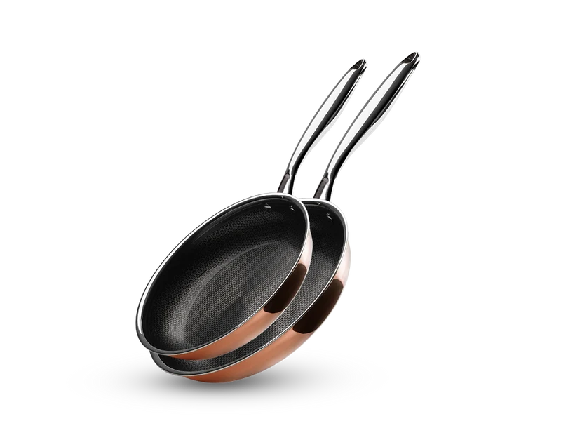SET DE POÊLES HYBRIDE ANTIADHÉSIF CUIVRE - 2 PIÈCES