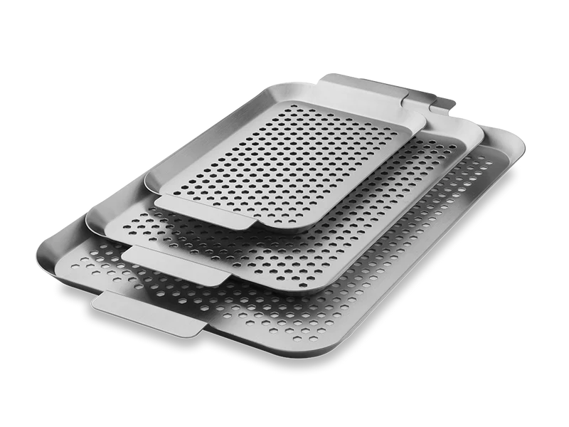 PLATEAUX BBQ EN ACIER INOXYDABLE - 3 PCS