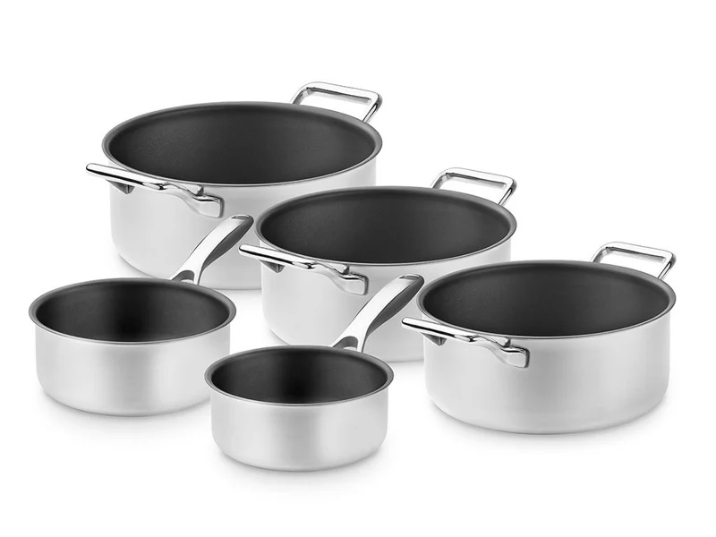 ZERO – SET DE MARMITES ANTIADHÉSIVES NATURELLES – 5 PIÈCES