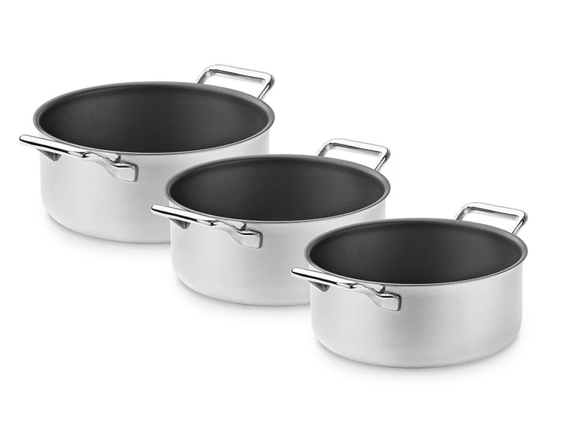 ZERO – SET DE MARMITES ANTIADHÉSIVES NATURELLES – 3 PIÈCES