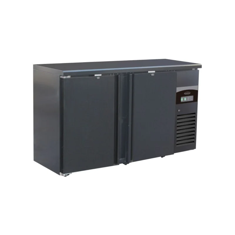Arrière-bar noir réfrigéré 2 portes pleines - 350L