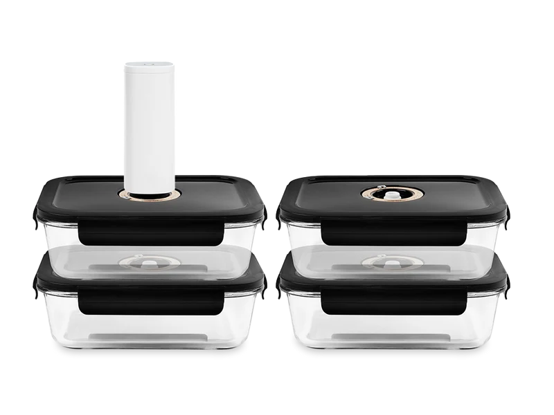 CONTENANT EN VERRE SOUS VIDE RECTANGULAIRE – 1040ML – SET – 4 PCS