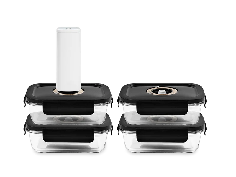 CONTENANT EN VERRE SOUS VIDE RECTANGULAIRE – 630ML – SET – 4 PCS