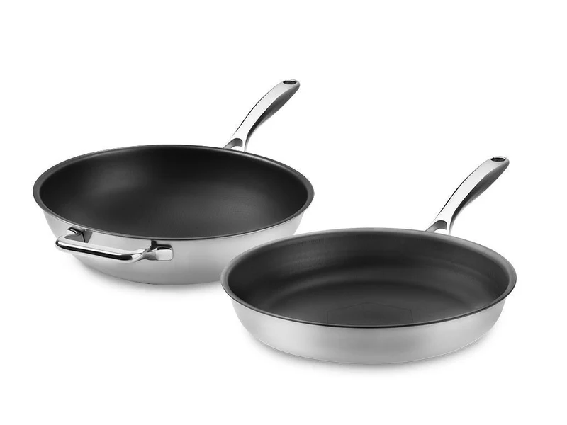ZERO – ENSEMBLE DE WOKS ANTIADHÉSIFS NATURELS – 2 PIÈCES
