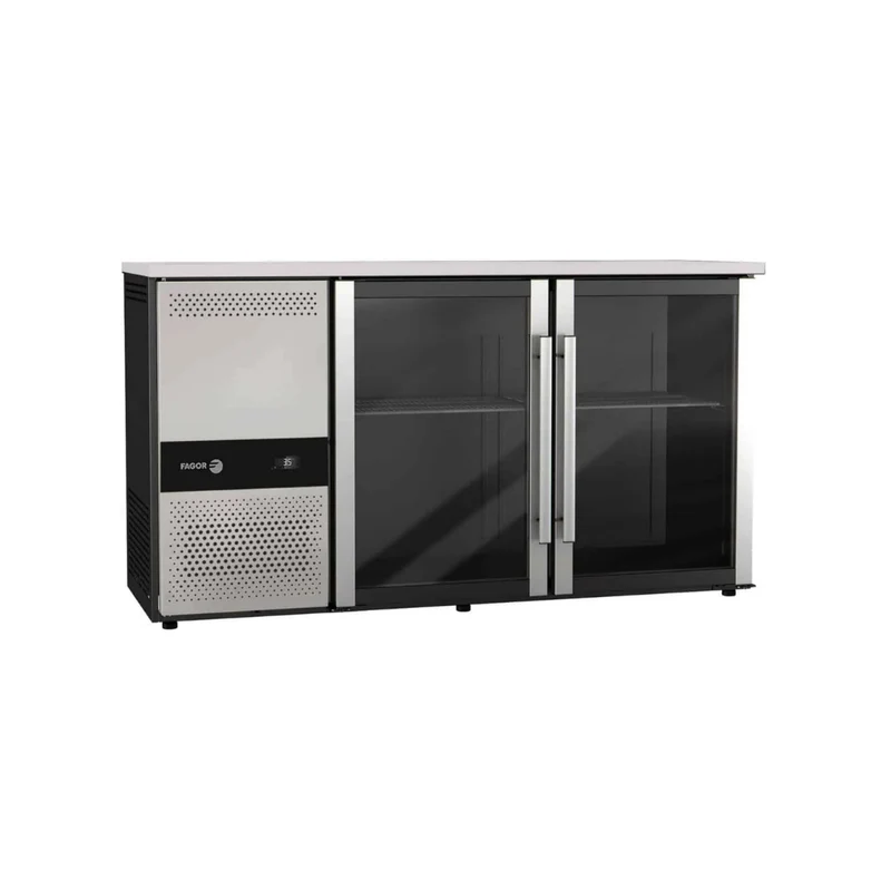 Arrière bar réfrigéré noir 2 portes vitrées - 264L