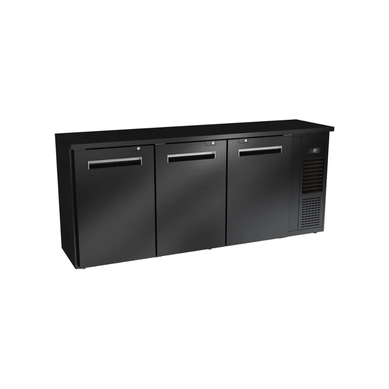 Arrière bar réfrigéré noir 3 portes pleines - 413L