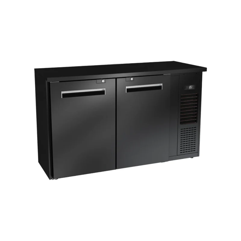 Arrière bar réfrigéré noir 2 portes pleines - 264L