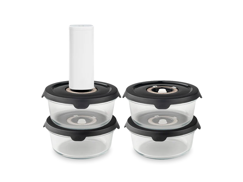 RÉCIPIENT EN VERRE SOUS VIDE ROND – 635ML - 4-PAQUET