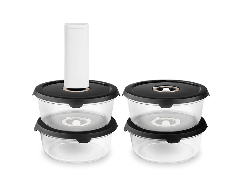 RÉCIPIENT EN VERRE SOUS VIDE ROND – 930ML - 4-PAQUET