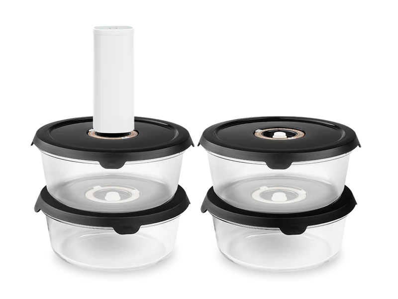 RÉCIPIENT EN VERRE SOUS VIDE ROND – 1400ML- 4-PAQUET