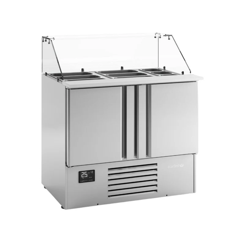 Saladette ouverte réfrigérée positive vitrée 2 portes - 355L