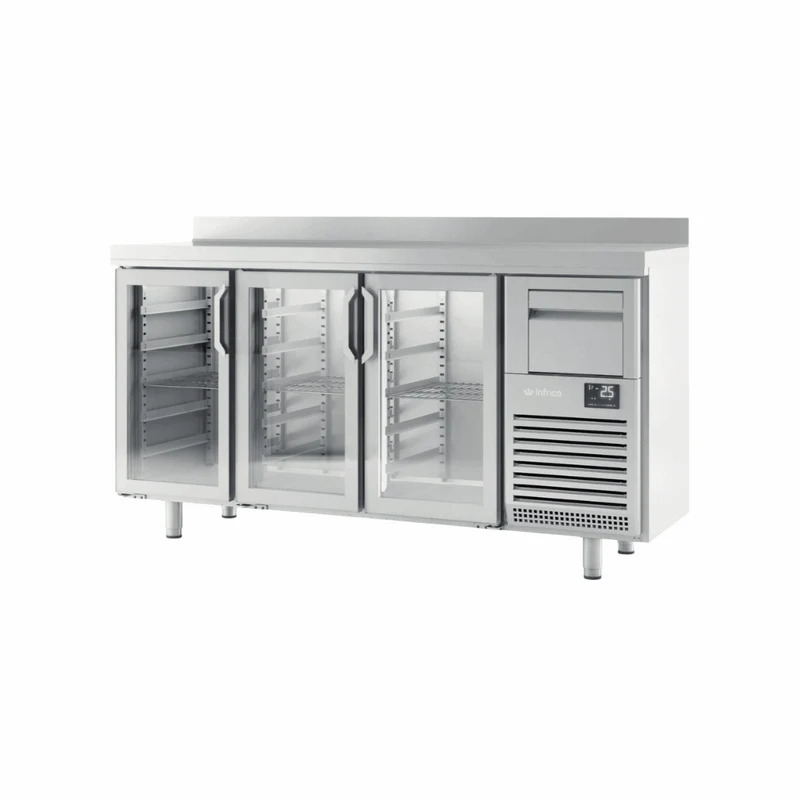 Arrière-bar réfrigéré positif 3 portes vitrées - 620L
