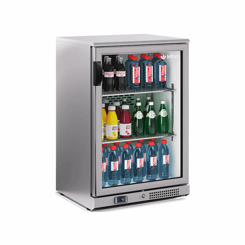 Arrière-bar inox réfrigéré positif 1 porte vitrée - 140L