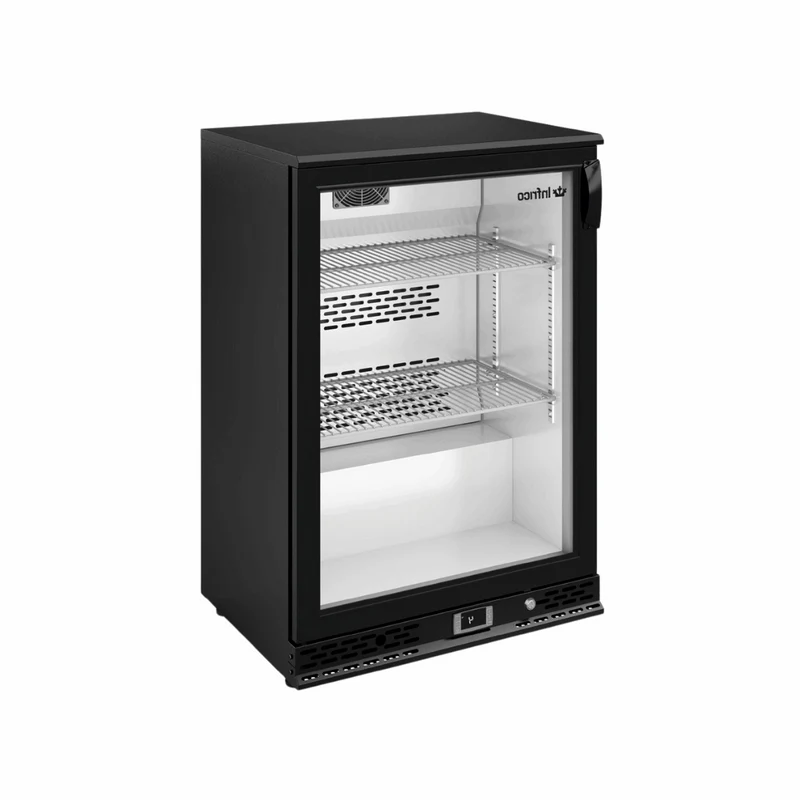 Arrière-bar noir réfrigéré positif 1 porte vitrée - 140L