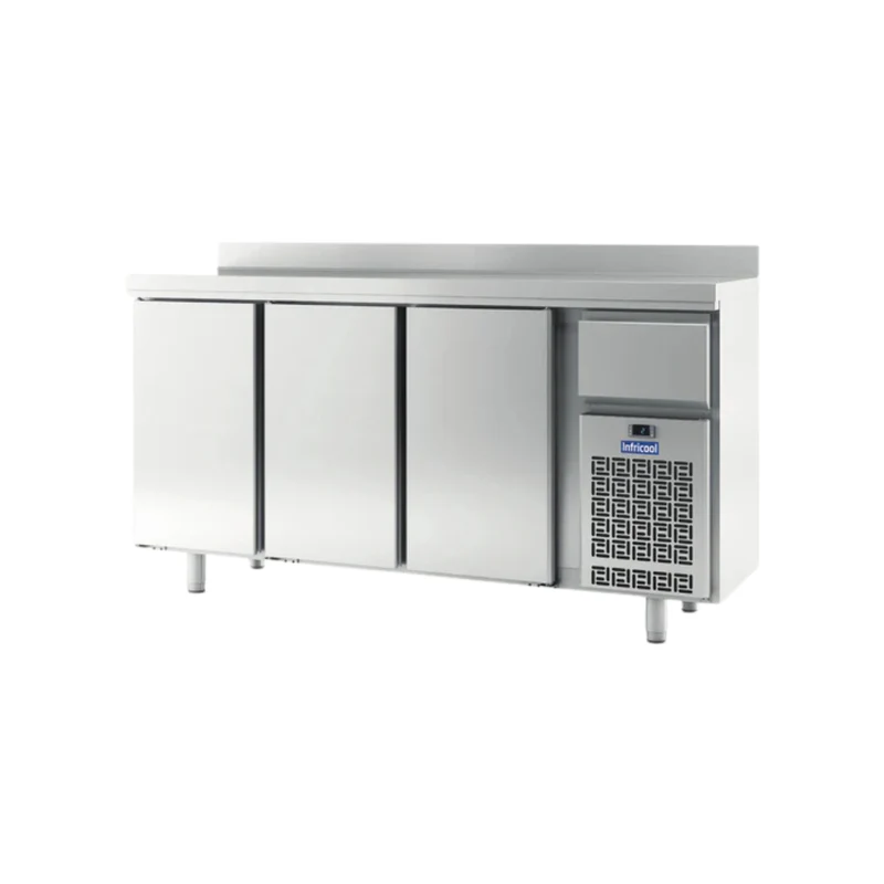 Arrière-bar réfrigéré en inox 3 portes - 535L