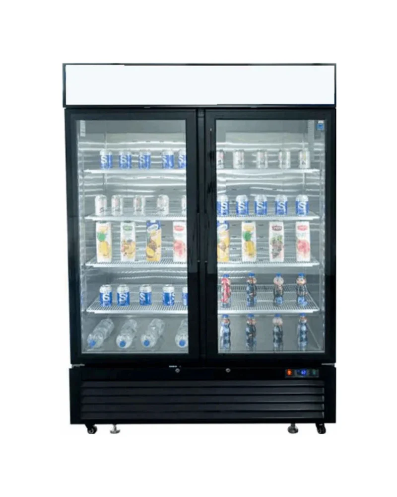 Armoire réfrigérée positive noir 2 portes vitrées - 1300L