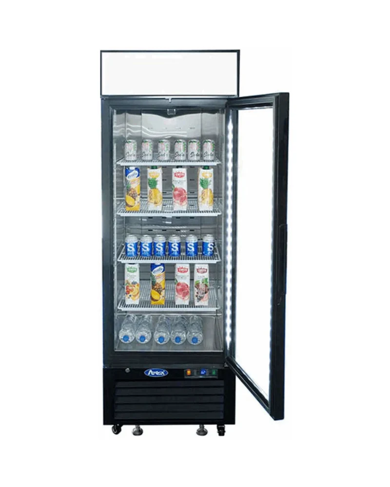Armoire réfrigérée positive noir 1 porte vitrée - 610L