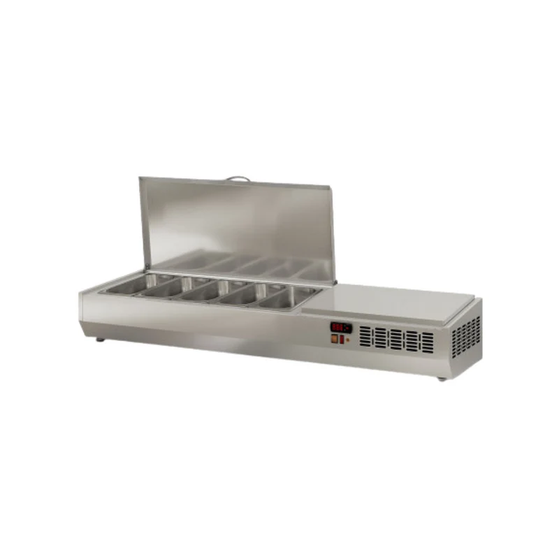 Présentoir à ingrédient couvercle inox 5 x GN 1/3 réfrigéré positif