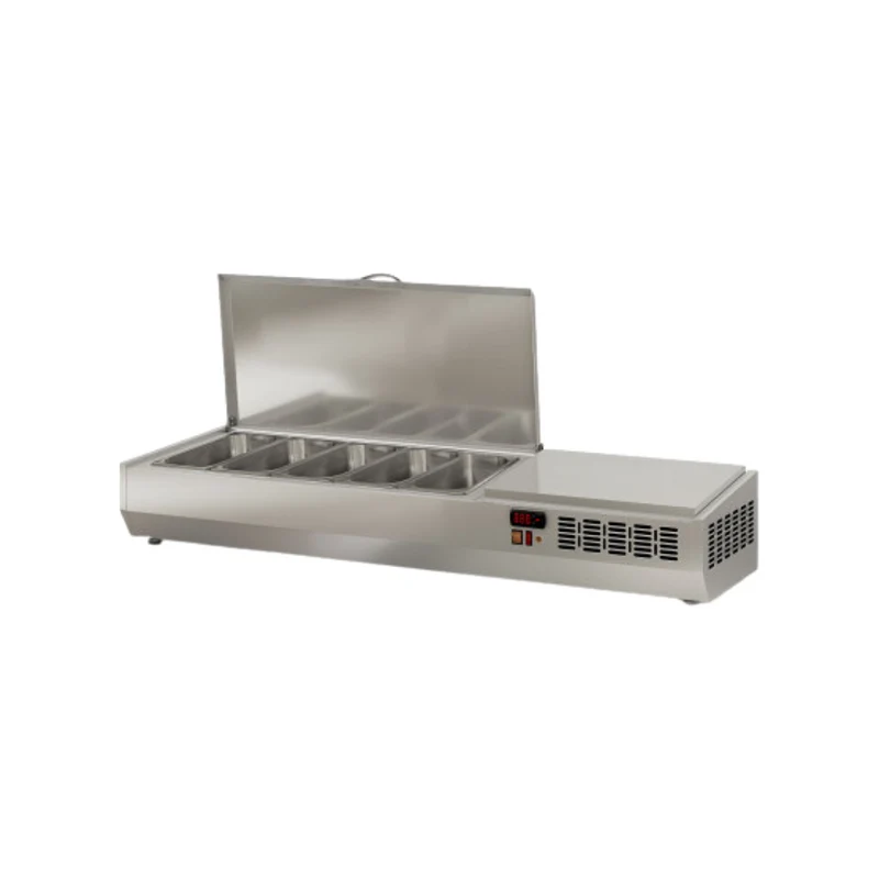 Présentoir à ingrédient couvercle inox 5 x GN 1/3 réfrigéré positif