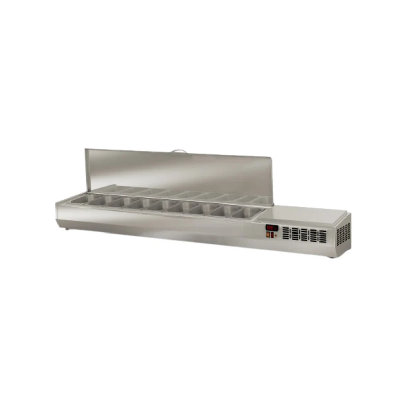 Présentoir à ingrédient couvercle inox 9 x GN 1/4 réfrigérée positive