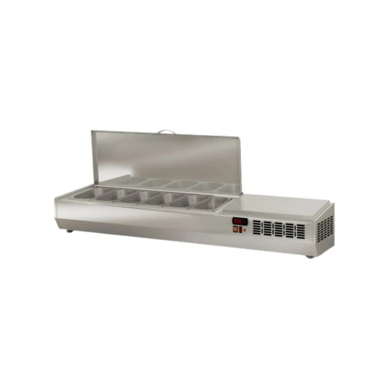 Présentoir à ingrédient couvercle inox 6 x GN 1/4 réfrigérée positive