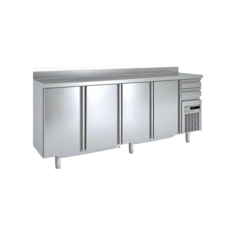Arrière bar en inox 4 portes pleines battantes