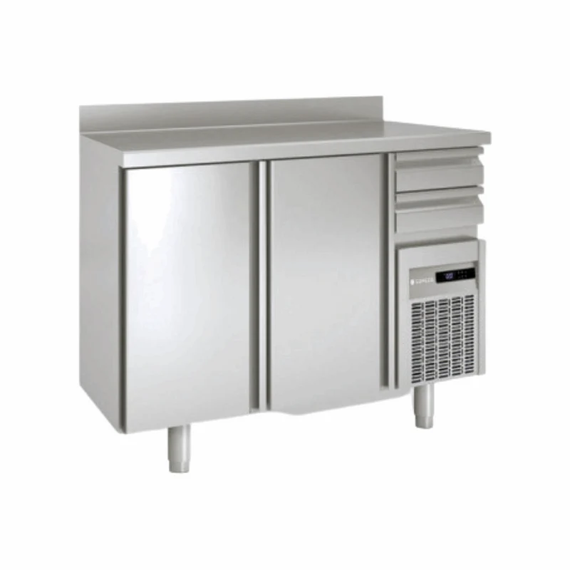 Arrière bar en inox 2 portes pleines battantes