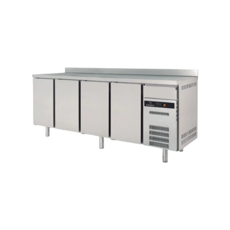 Arrière bar en inox 4 portes pleines battantes