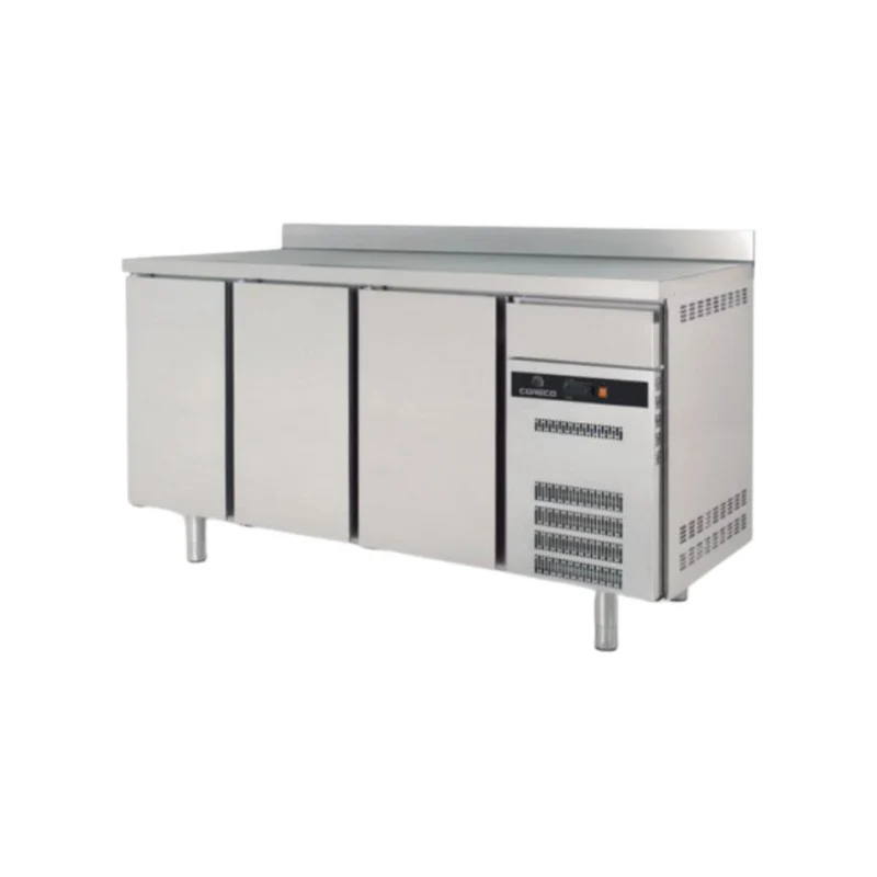 Arrière bar en inox 3 portes pleines battantes
