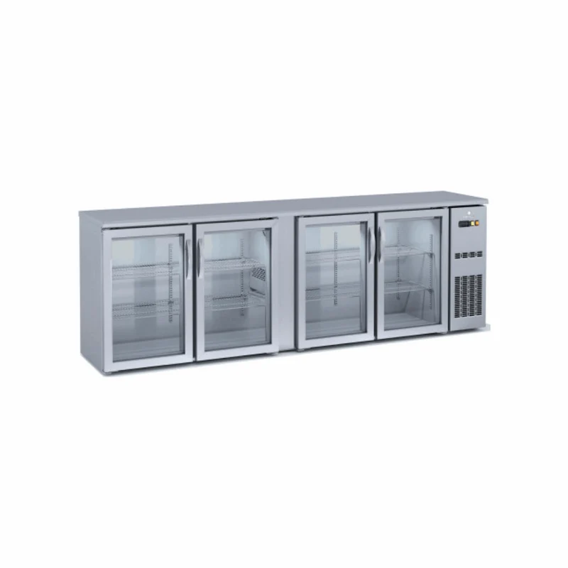 Arrière bar en inox 4 portes vitrées battantes