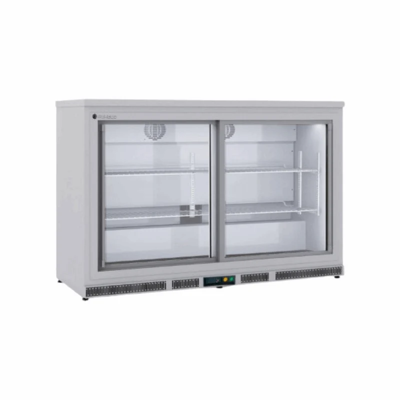 Arrière bar en inox 3 portes vitrées coulissantes