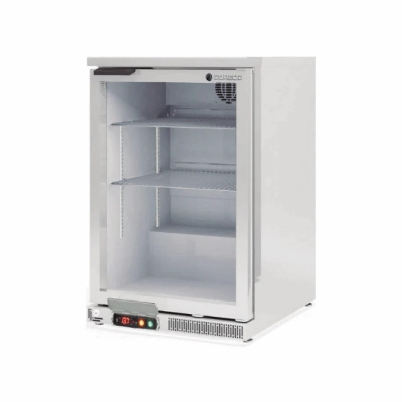 Arrière bar en inox 1 porte vitrée battante