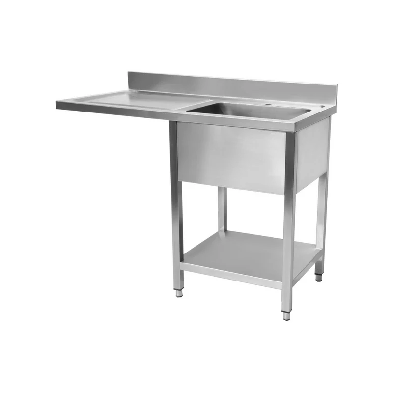 Plonge en inox 1 bac + égouttoir gauche + passage lave-vaisselle