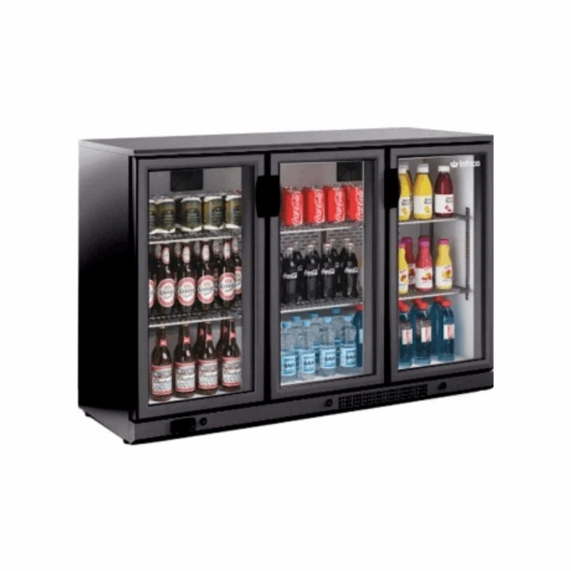 Arrière-bar noir réfrigéré positif 3 portes vitrées - 330L