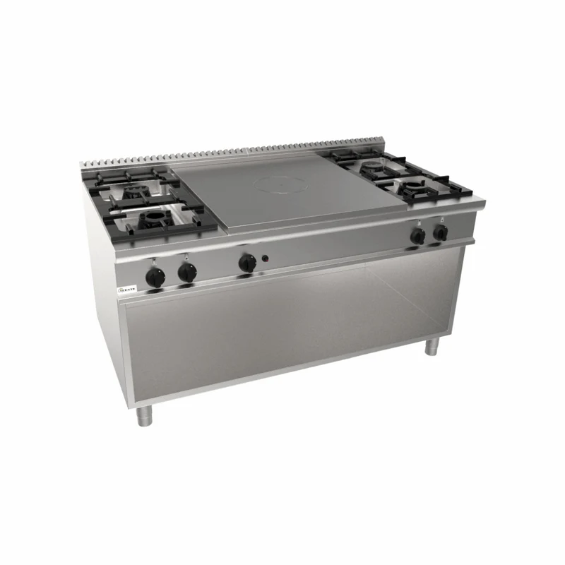 Cuisinière gaz 4 feux + plaque coup de feu