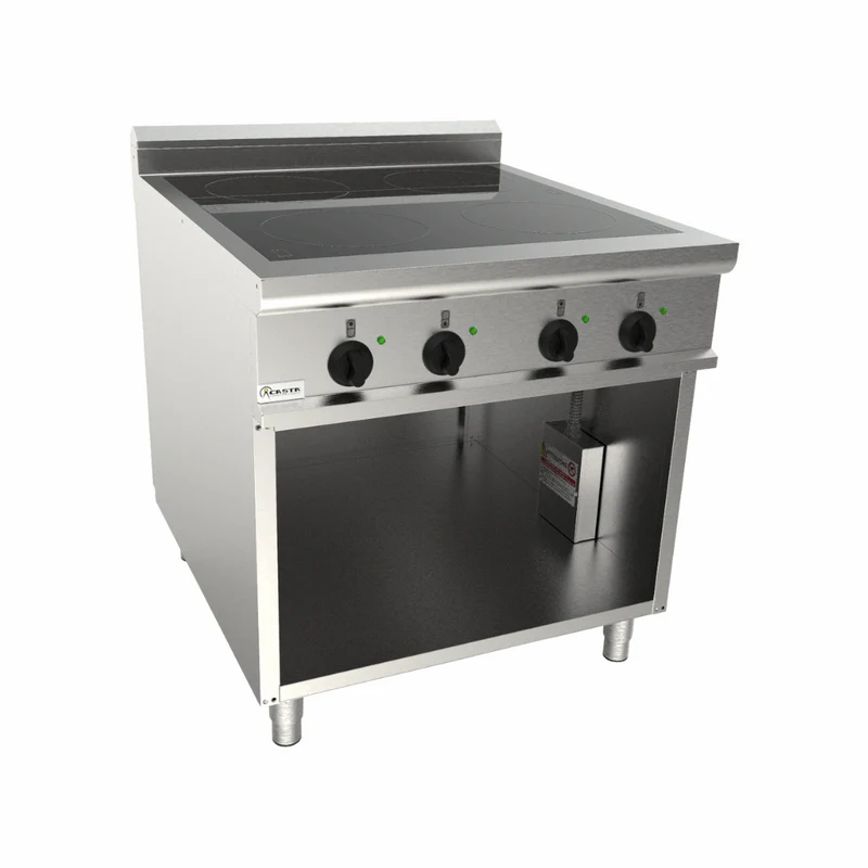 Cuisinière à induction 4 feux sur meuble ouvert