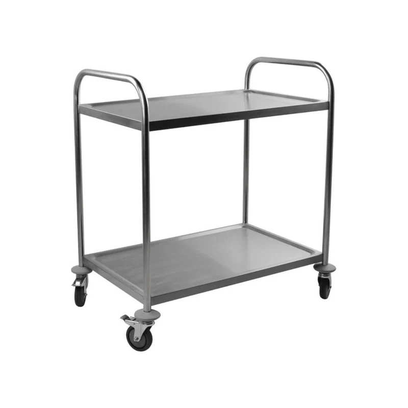 Chariot de service en inox sur 2 niveaux