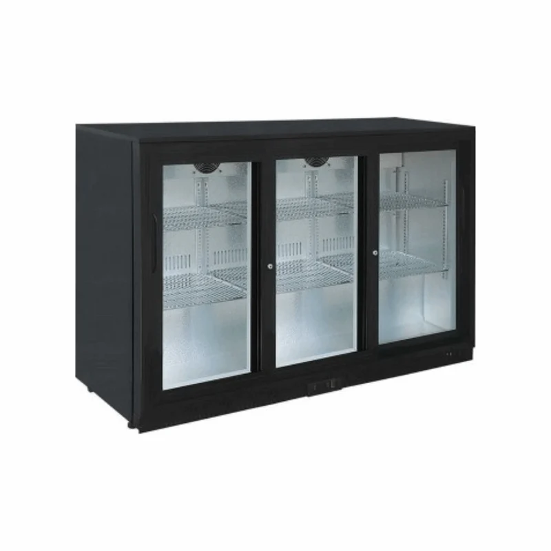Arrière-bar réfrigéré 3 portes vitrées coulissantes noir