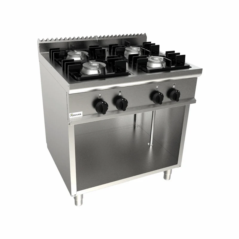Cuisinière à gaz 4 feux sur meuble ouvert