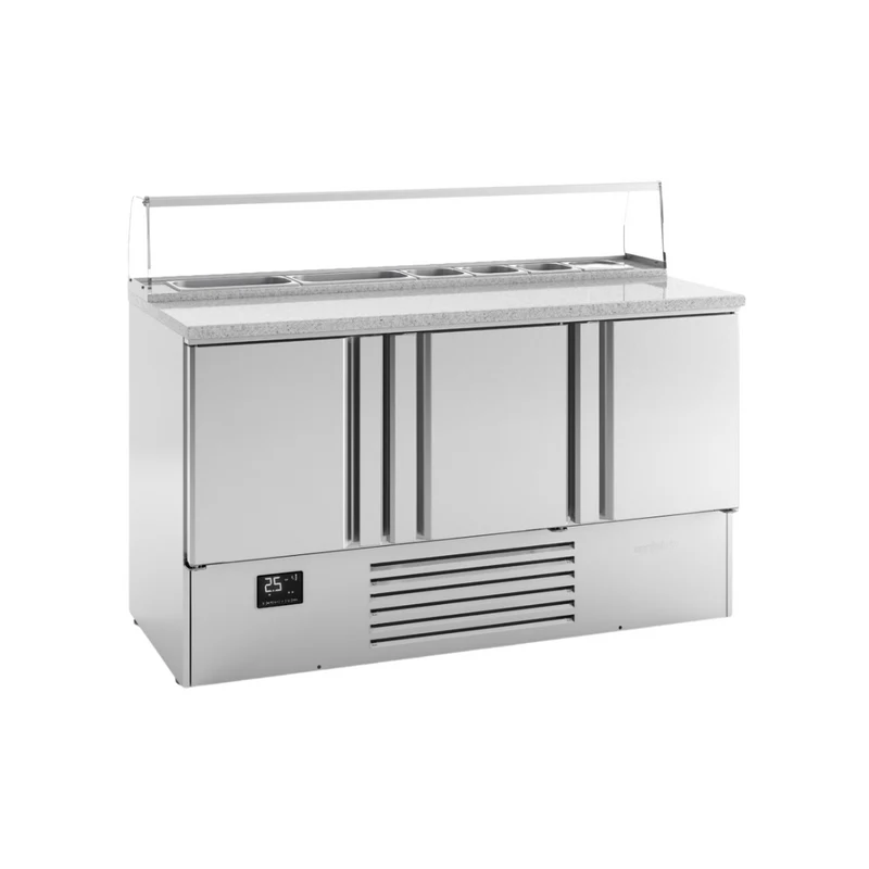 Table à pizza réfrigérée positive en granit 3 portes - 355L