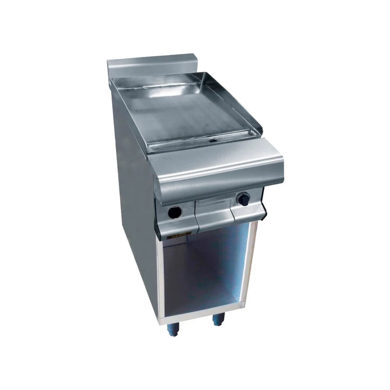 Plancha plaques à snacker inox gaz sur meuble ouvert