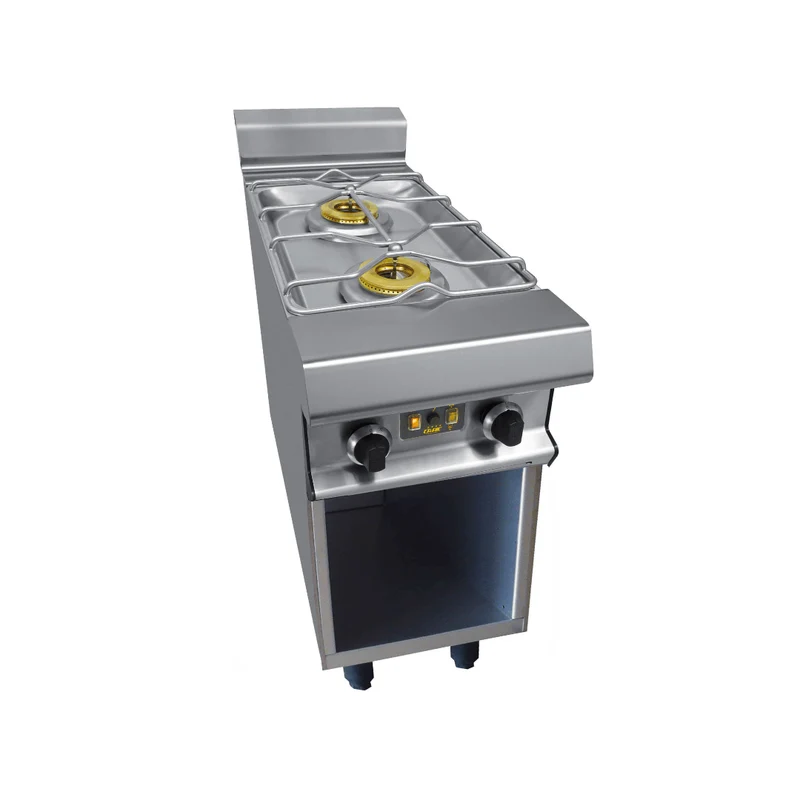 2 feux nus gaz sur meuble ouvert