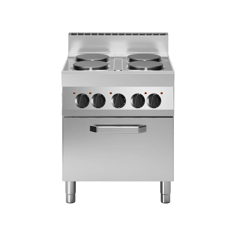 Fourneau 4 feux vifs sur four électrique à convection